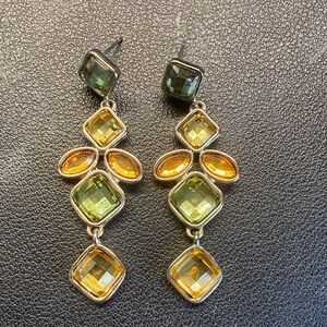 Elegant Gold and Green Dangle Earrings